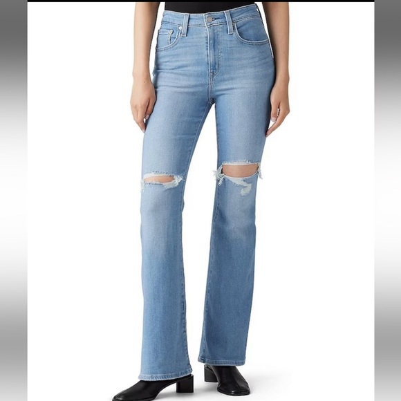 Levi's Denim - Women’s Levi’s 726 High Rise Flare Light Blue Distressed Jeans Size 26